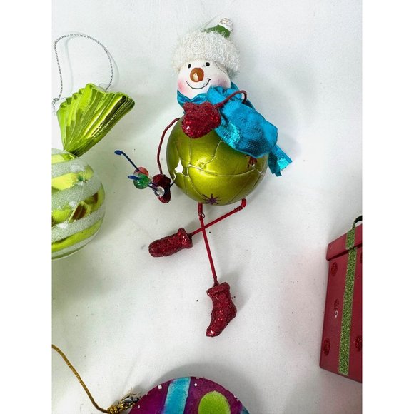 Bright Ornament Lot of 11 Pink Green Red OwlSnowman - Picture 2 of 9